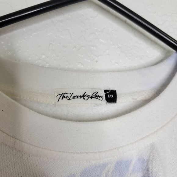 The Laundry Room White & Blue Tie Dye Oversized Crewneck Sweatshirt Pullover - Picture 7 of 9